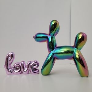 Iridescent Glass Balloon Dog & Love ❤️